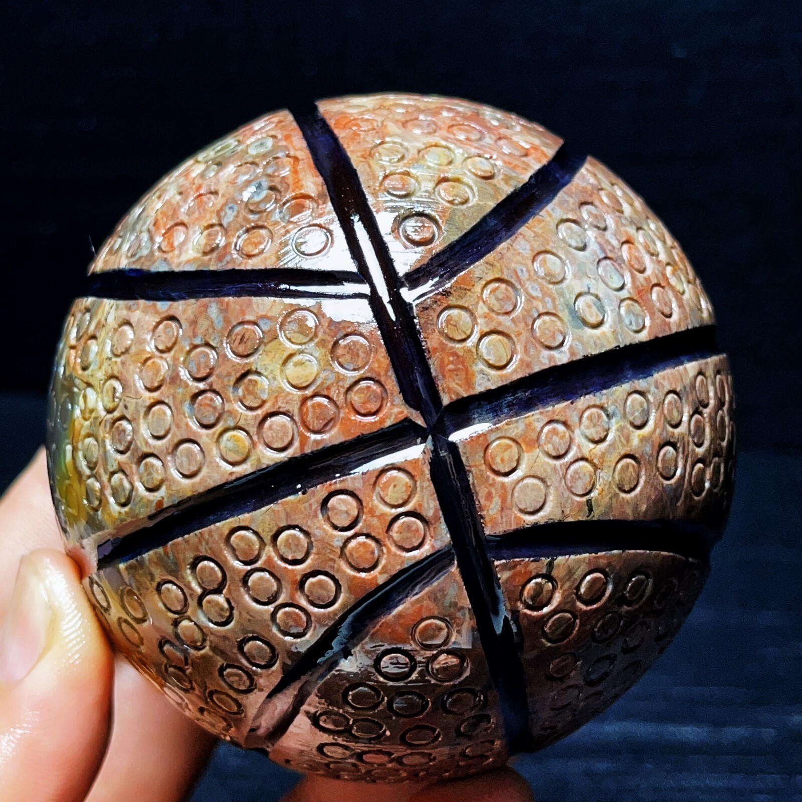 TOP 715G Natural Polished Basketball Agate Sphere Crystal Ball Healing L2314
