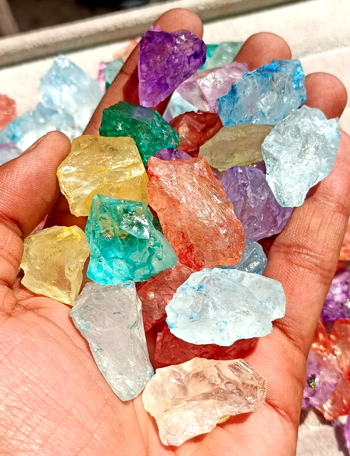100% Natural Crystal rough Dye In Mix Color Lot 5 pcs lot- 20-35 mm size