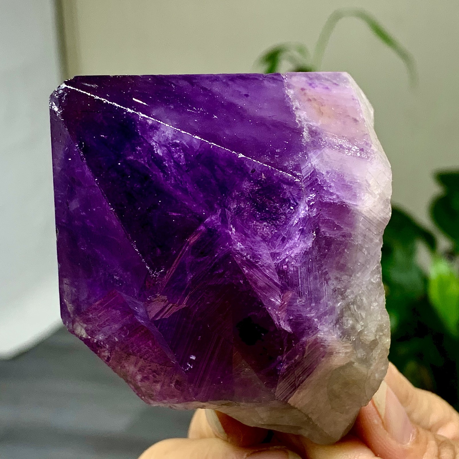 323G Natural Amethyst Quartz Crystal Single-End Terminated Wand Point Healing
