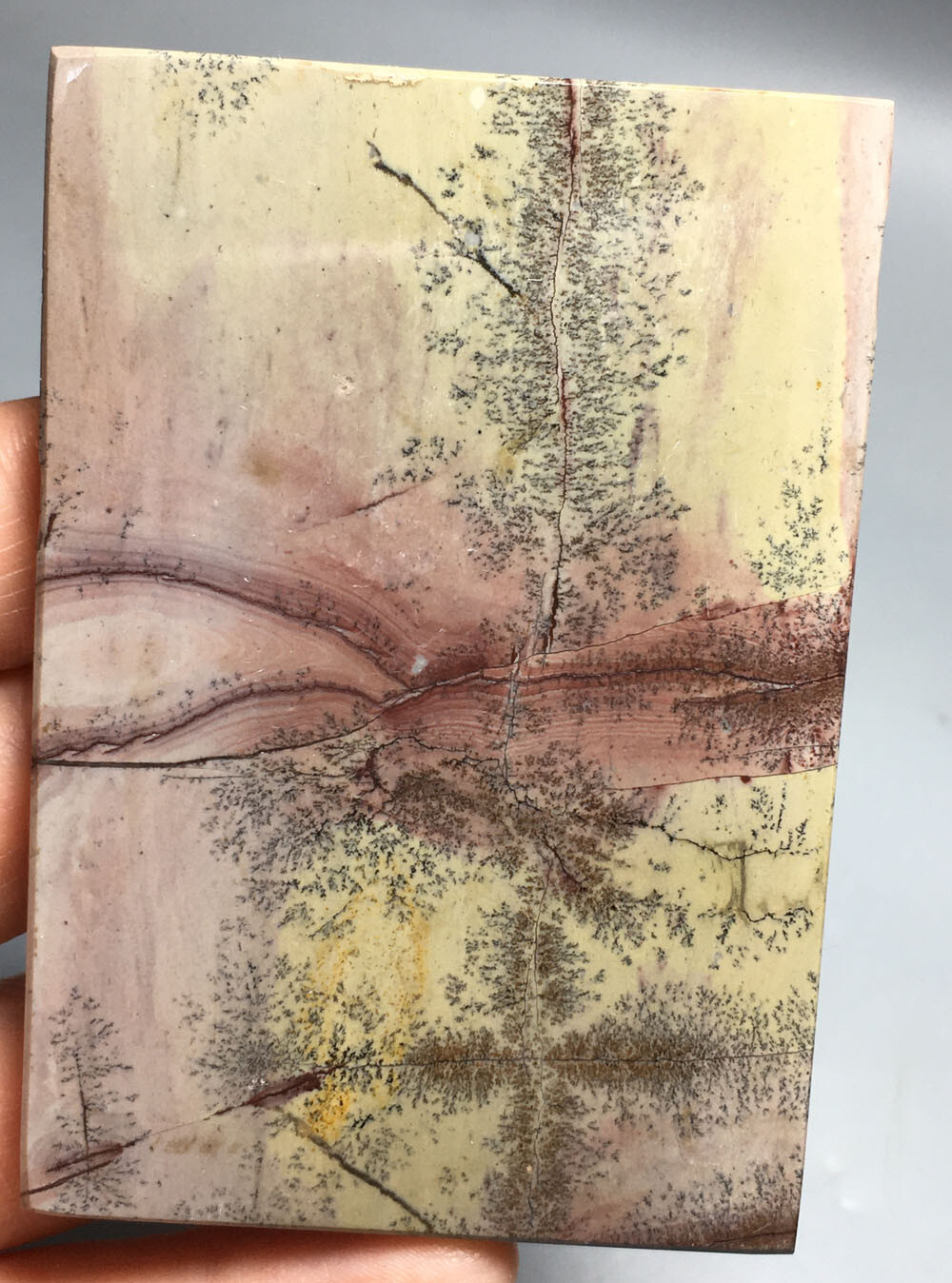 88g NATURAL dendritic traditional paiting slab QUARTZ CRYSTAL slab HEALING