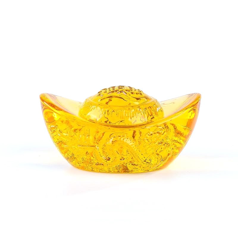 1Pair Citrine Dragon Pattern Yuanbao Attracting Wealth Chinese Style Ornament
