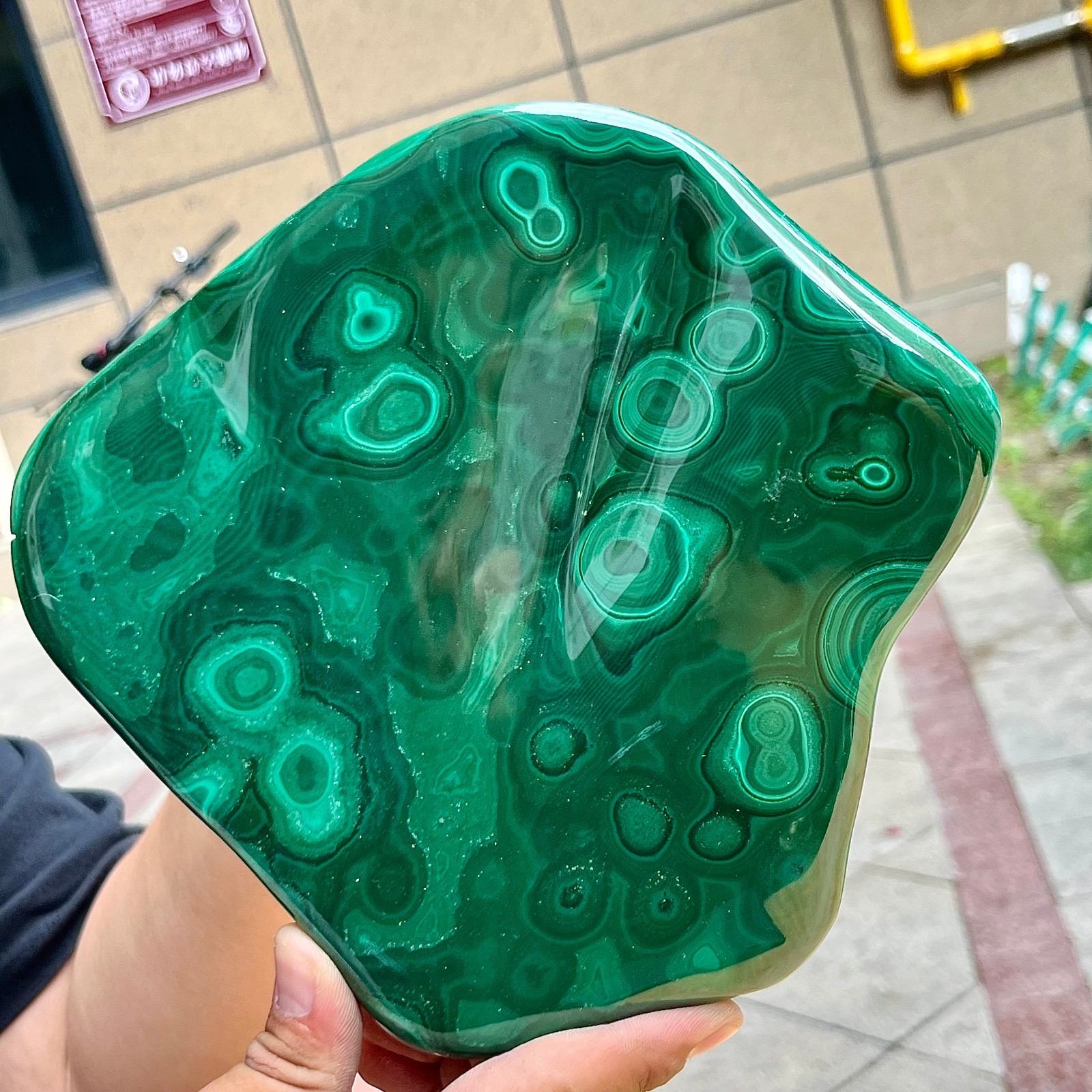 3.9 lb Authentic Malachite Stone Half Polish Half Raw Natural Patterns