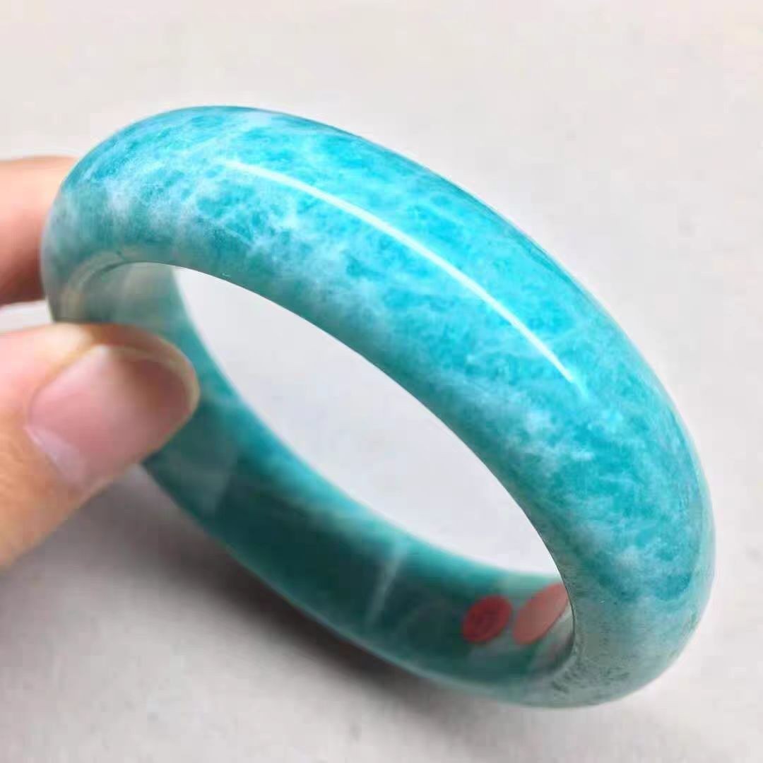 Natural Mozambique Green Amazonite Gems Bangle 53mm Adult Collectibles