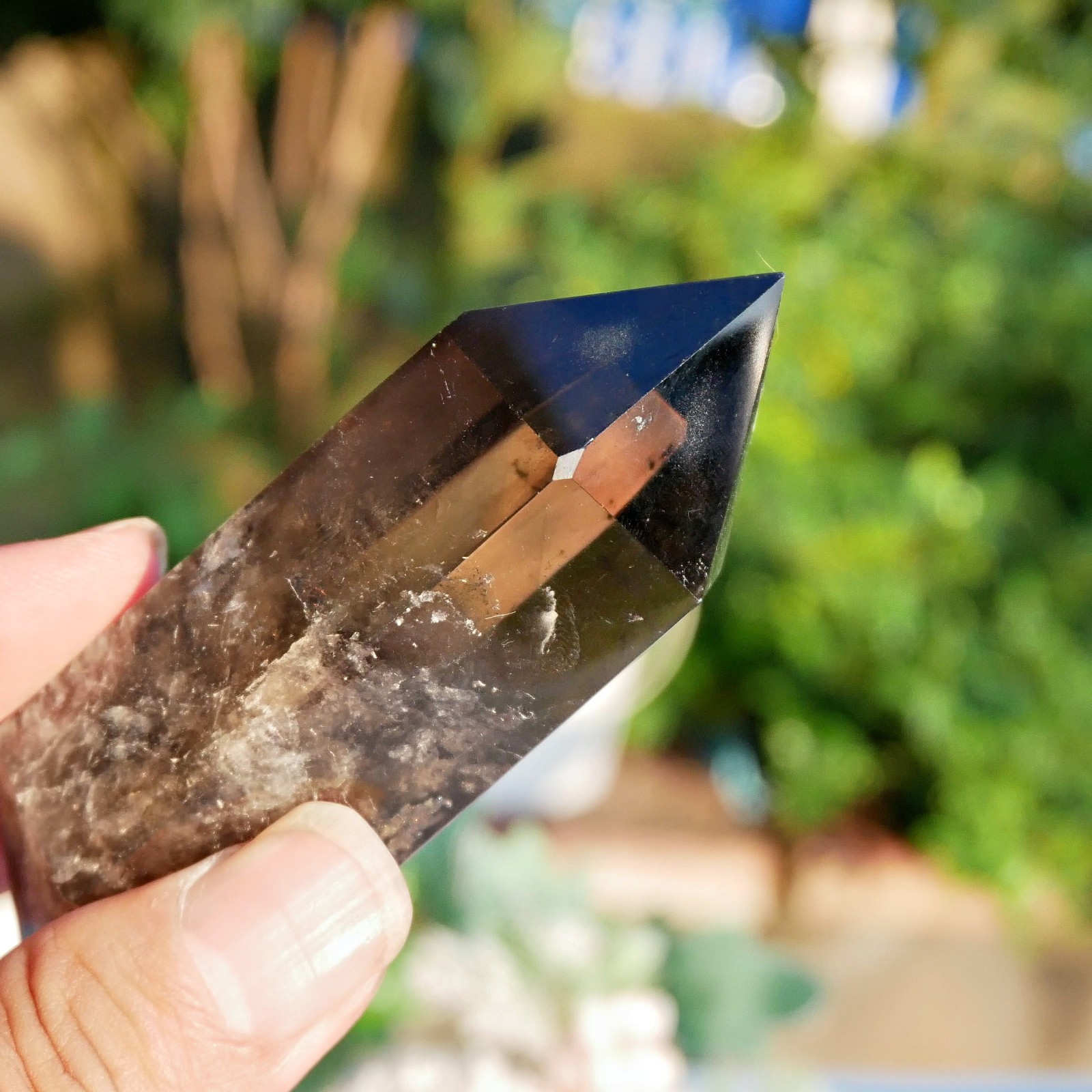 3.8″ Smoky Quartz Double Point Crystal Wand Healing Grounding Reiki Energy Gift