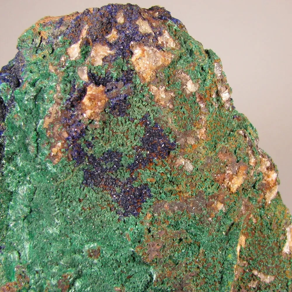 5″ Blue AZURITE w/ MALACHITE Crystals on Matrix Rock – Morocco – 1.5 lbs.