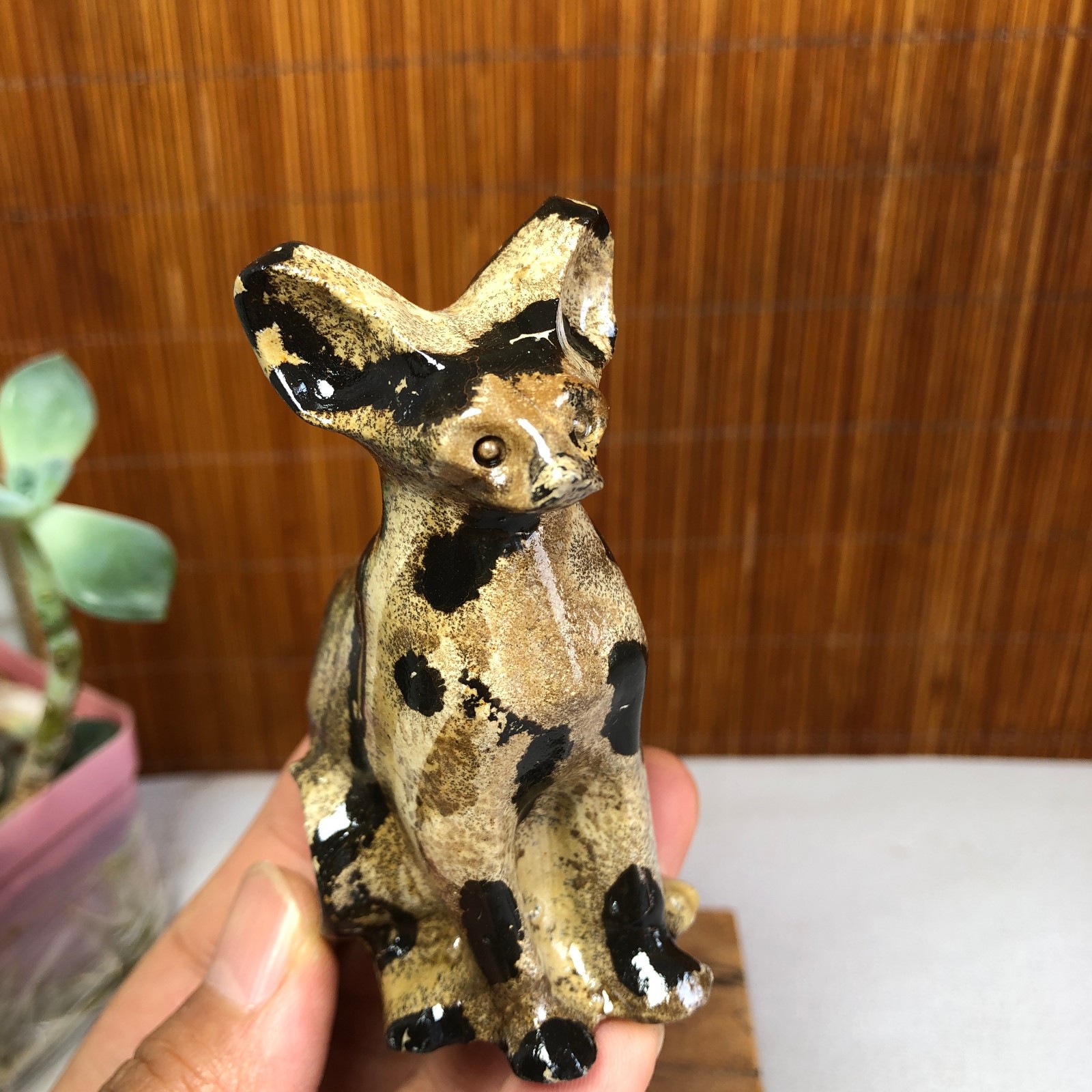 Rare Natural Traditional Chinese Painting Hand Carving Animal Model 130g g8398