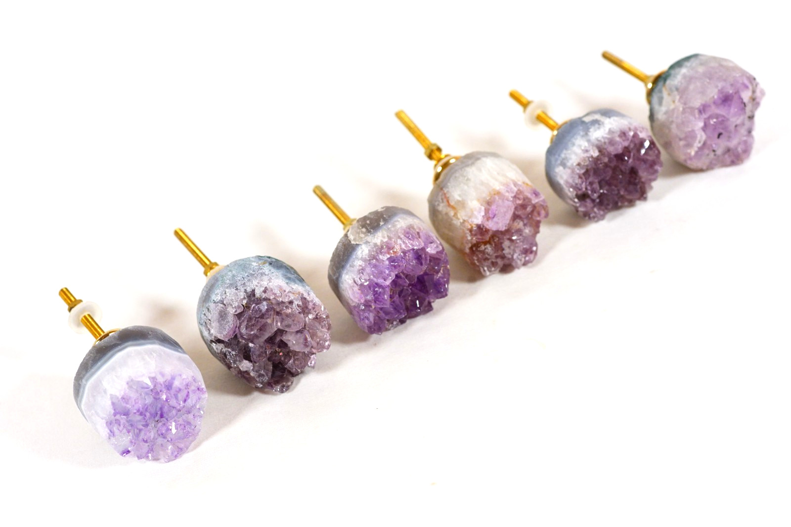 Purple Amethyst Crystal Gemstone Drawer Knob 6 Handles