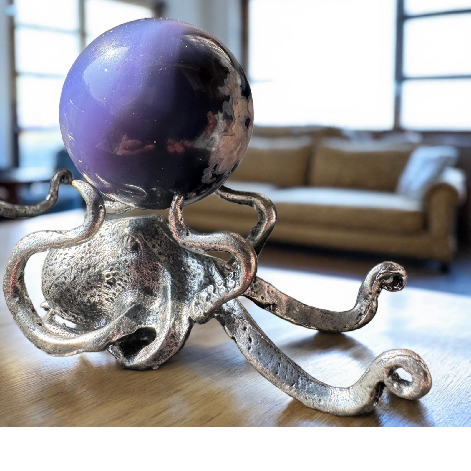 Hand Carved Natural Stone Globe Sphere – Our World in Miniature, Free Ship Gift