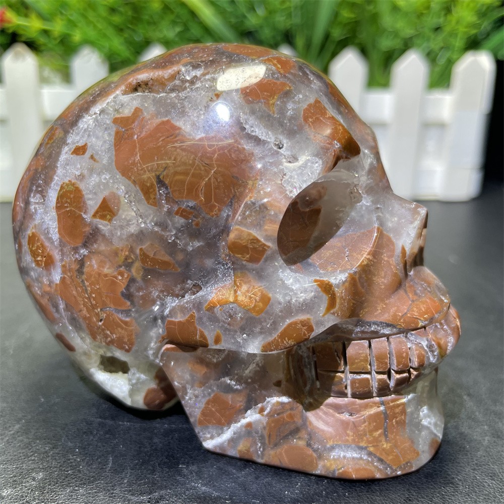 1.4LB 3.4″Natural Indonesian Agate Skull Crystal Quartz Carving Reiki Decoration