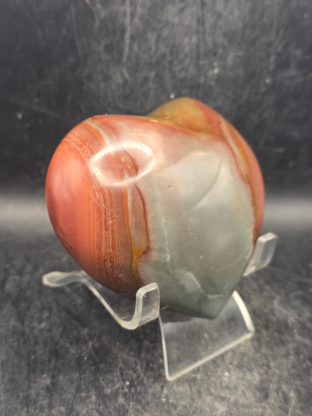Polychrome jasper heart! 10 ounces, 3.2 inches wide, 3″ tall
