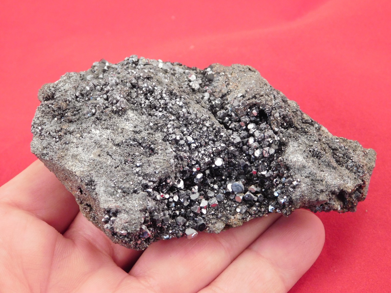 Larger RHOMBIC GALENA Crystal Cluster with Druzy Pyrite 100% Natural Peru 233gr