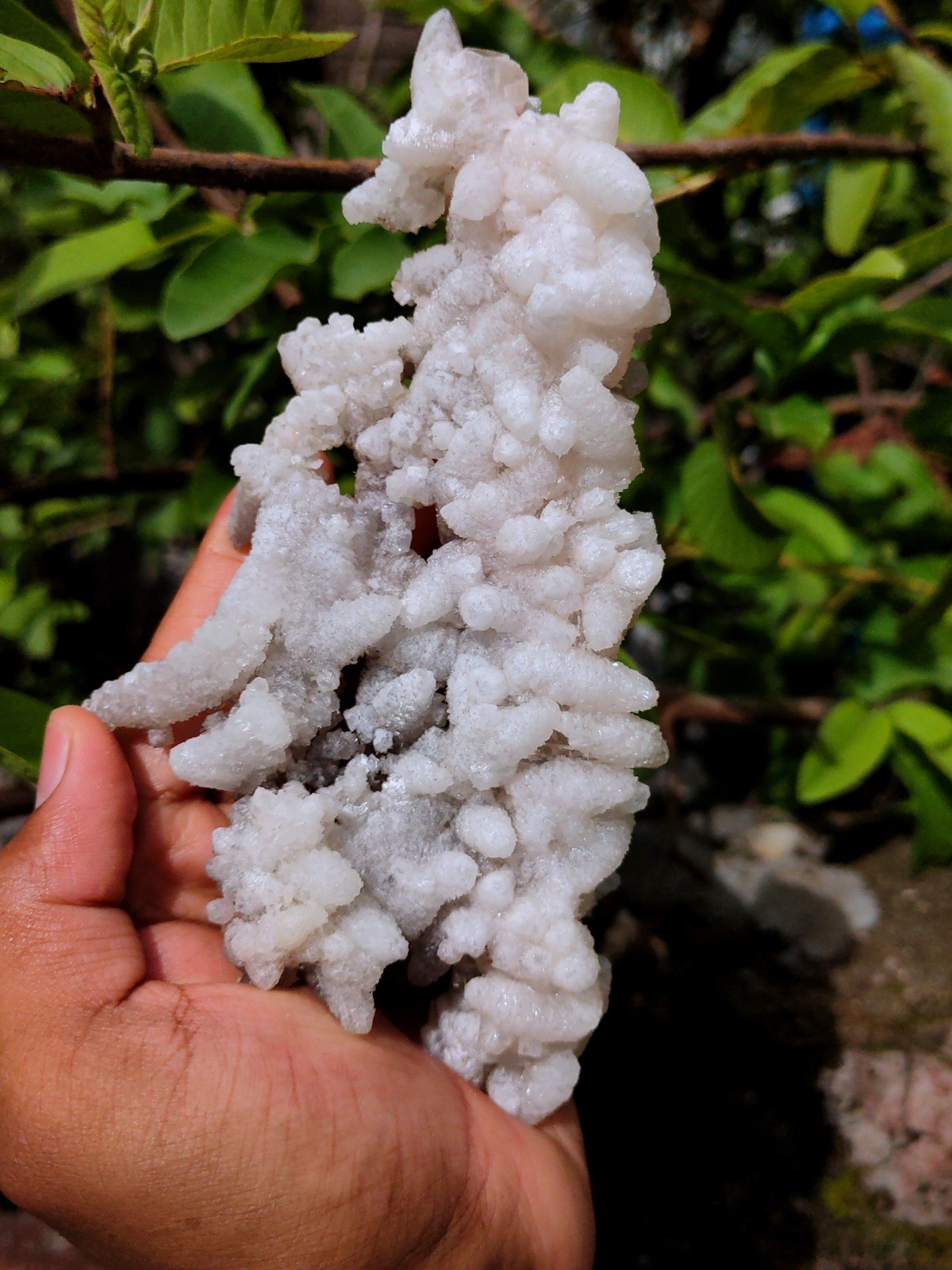 Pointed White and Black Calcite with Scolecite, Indian Minerals Stone