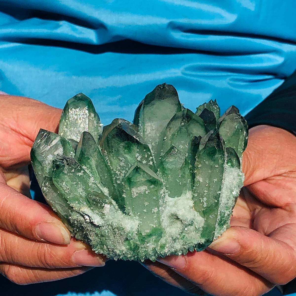 430+510+460+290g New Find green Phantom Quartz Crystal Cluster Mineral Specimen