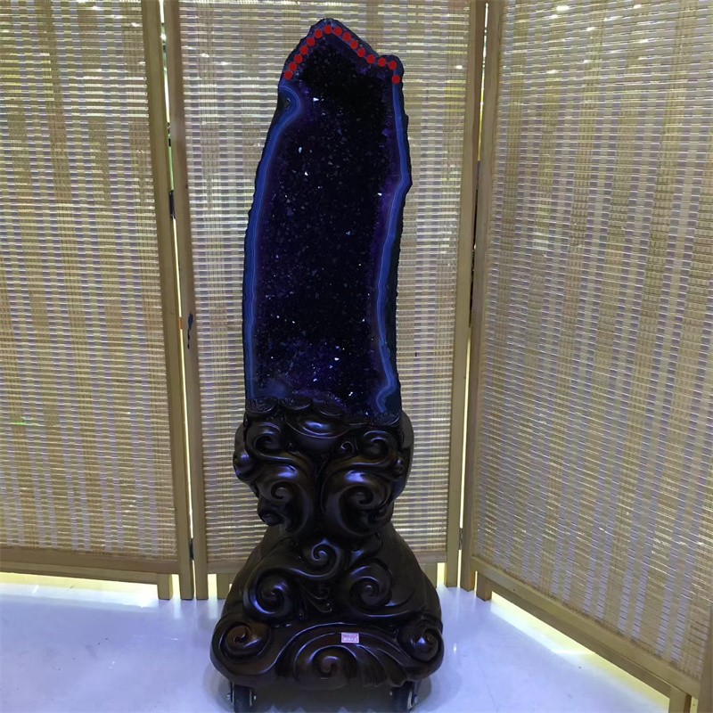 111.9LB Top Natural Amethyst Cave Quartz Crystal Specimen Reiki Healing +STAND