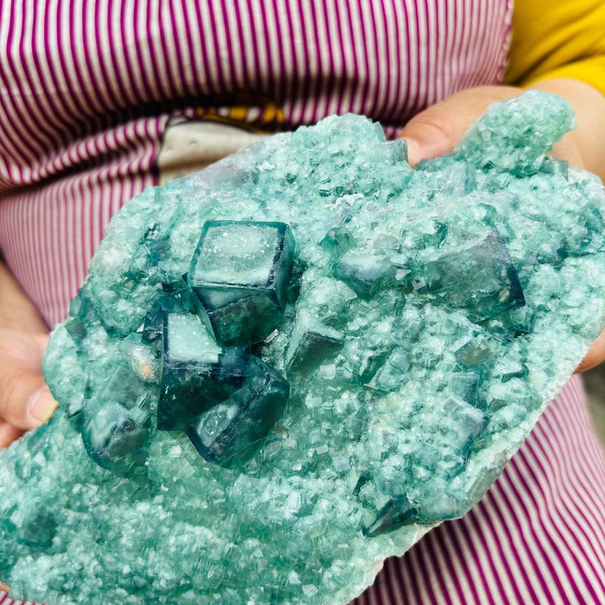 5.94LB Natural Fluorite Cluster Crystal Mineral Specimen Energy Reiki Healing