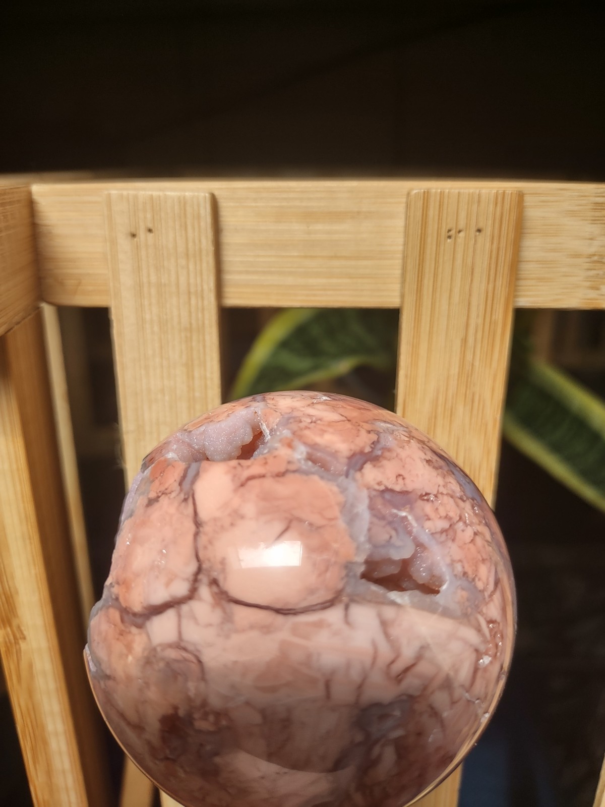 Natural Druzy Pink Agate Geode Sphere Crystal Ball Healing 64 mm 302 Grams
