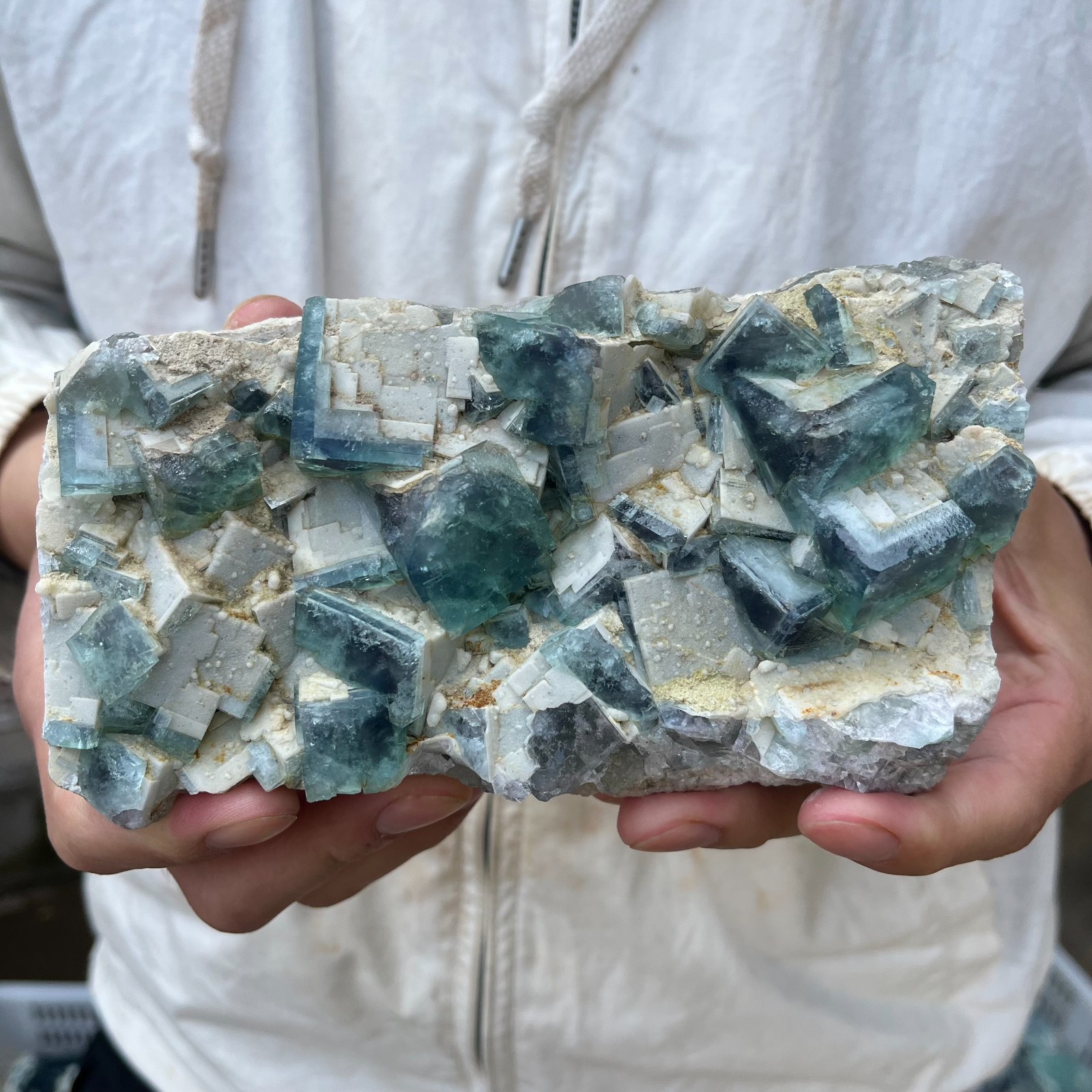 2.8LB NATURAL Green Cube FLUORITE Quartz Crystal Cluster Mineral Specimen