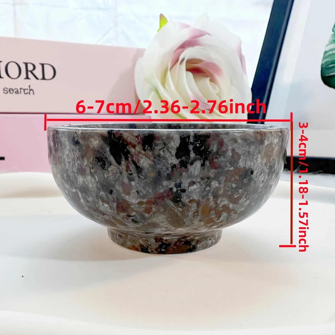 6-7cm Yooperlite Crystal Bowl Carving – UV Reactive Flame Bowl Quartz Figurine