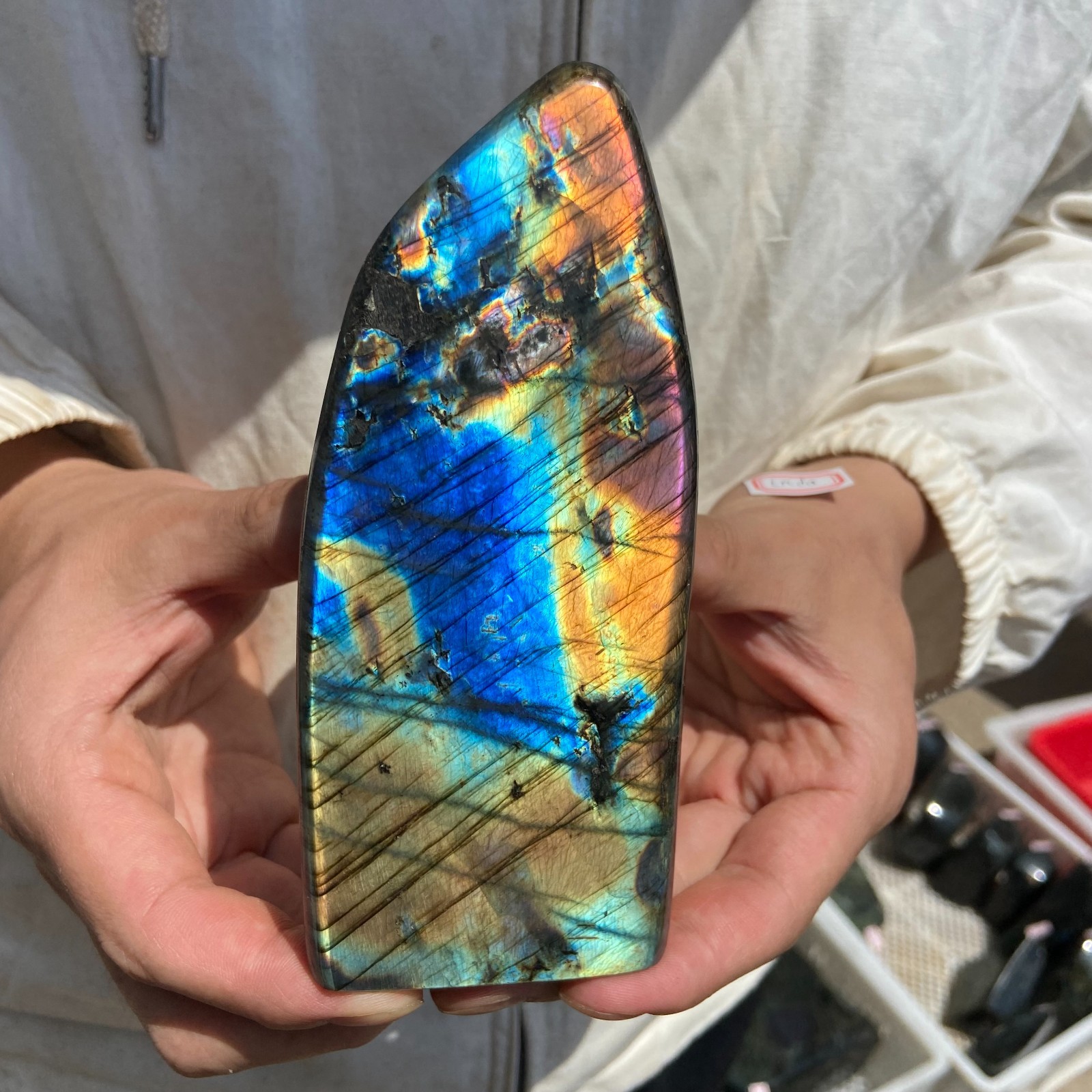 610G Natural Labradorite Gorgeous Feldspar Crystal freeform Specimen Healing