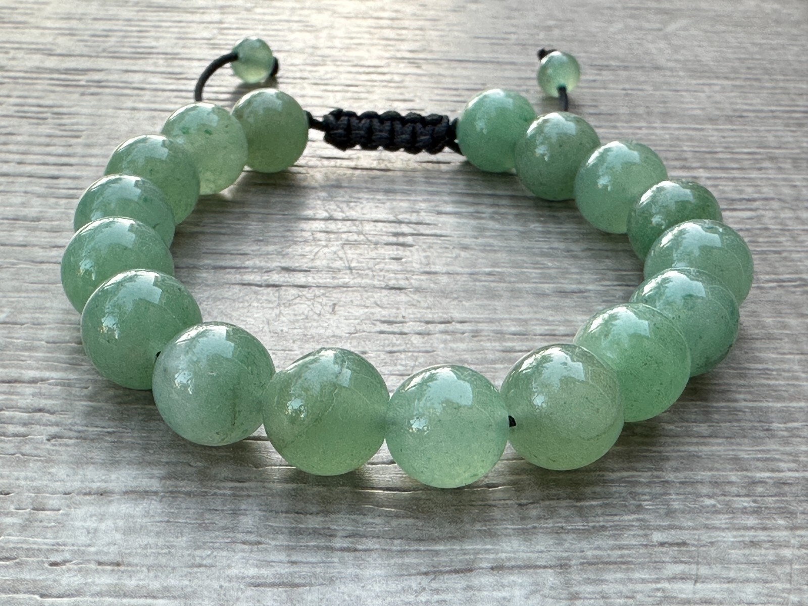 Grade A++Green Aventurine Crystal Adjustable Bead Bracelet 10mm,Genuine Bracelet