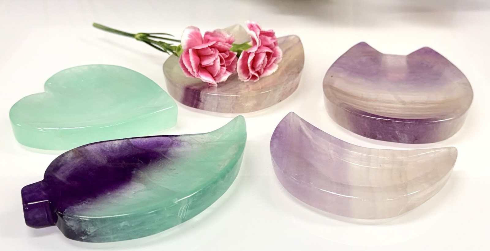 Wholesale Lot 6 Pcs Natural Fluorite Mixed Bowls Crystal Healing 1.8-2 Lbs