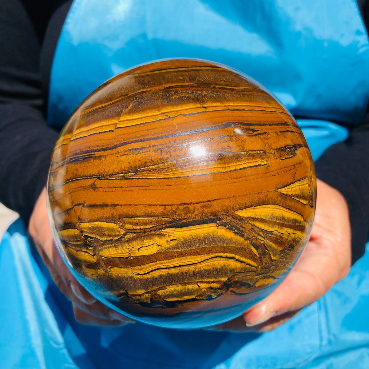1920g Rare NATURAL Yellow tiger eye quartz crystal ball Healing stone