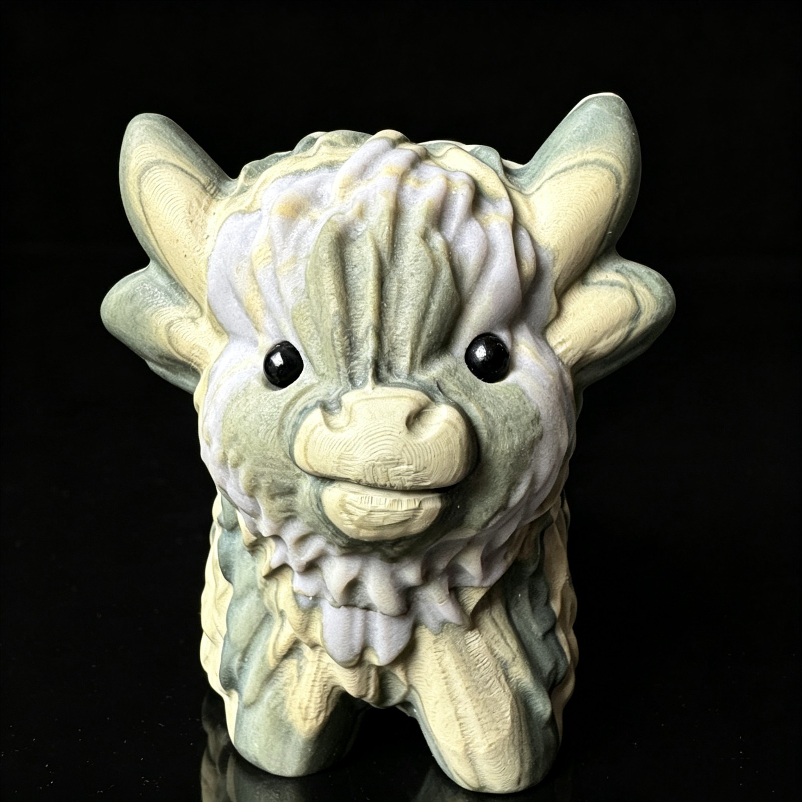 Precision Carved Natural Stone Yak with Detailed Fur Curved Horns Powerful Stanc