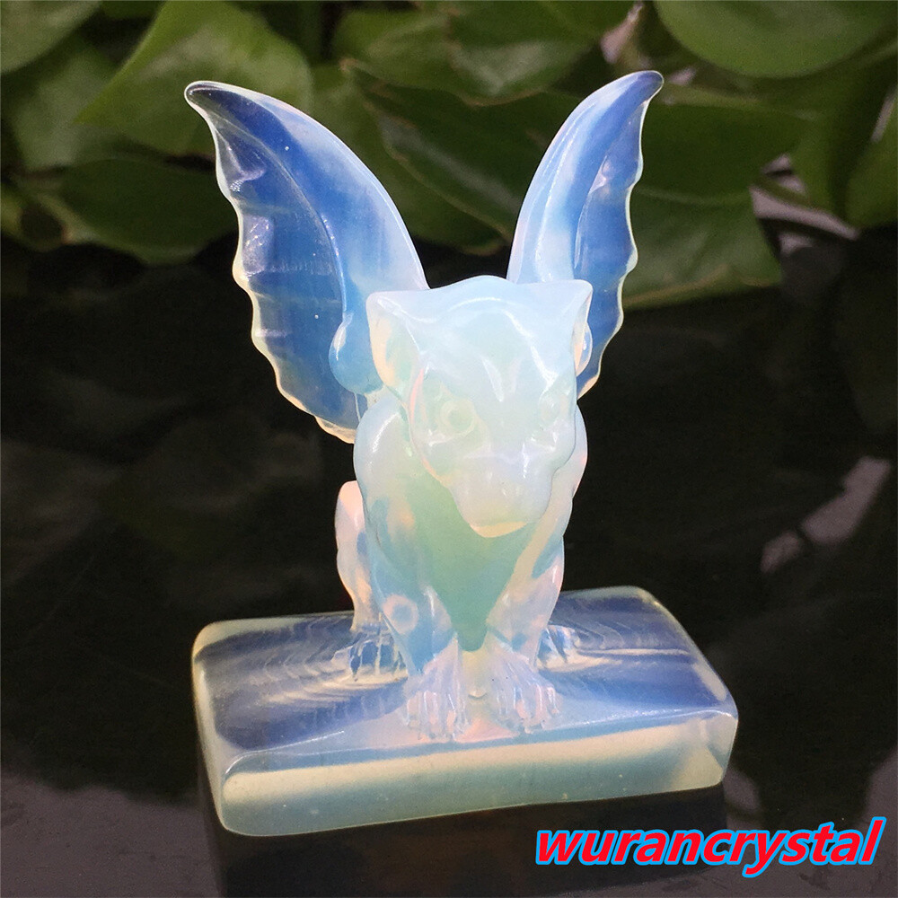 1pc Opalite Quartz Gargoyles Angel Skull point Crystal Carved Skull Healing Gem