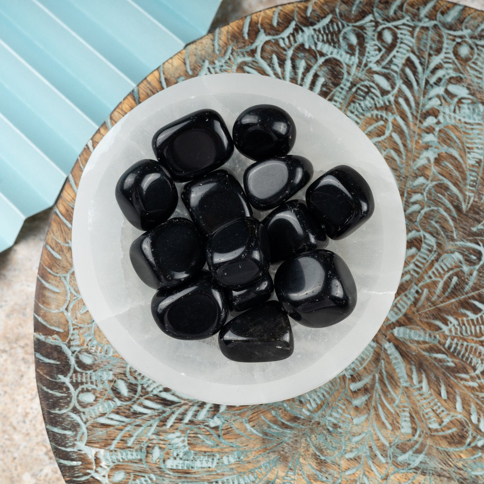 Black Obsidian Crystal Tumble Stone, Polished Stone for Meditation & Healing
