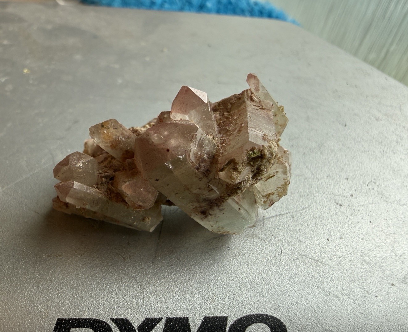 Red Green Phantom Quartz Cluster Hematite Inclusions Crystal Specimen 22g