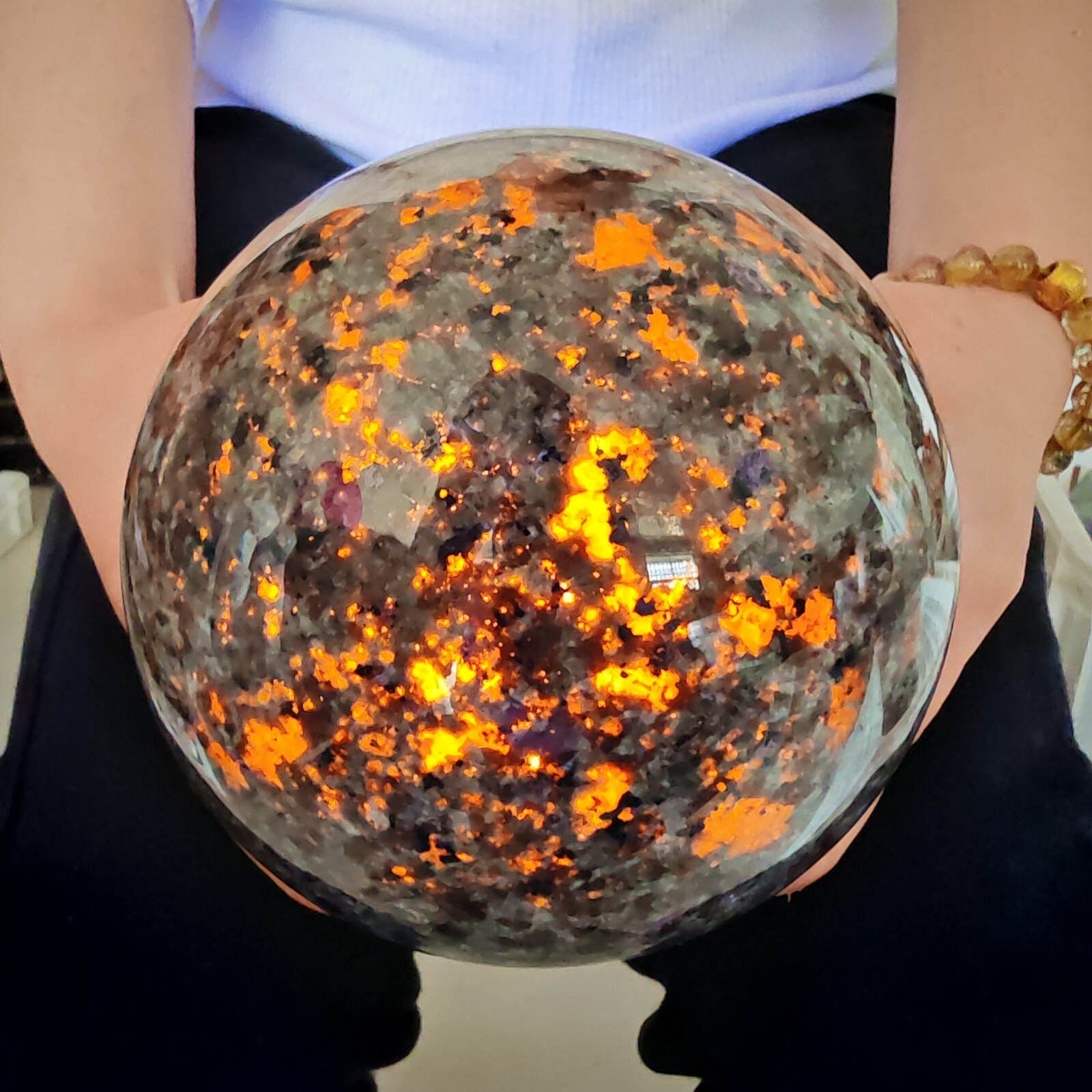 7.15LB Natural Flame Stone Ball Body Crystal Ball Spiritual Healing 3250g