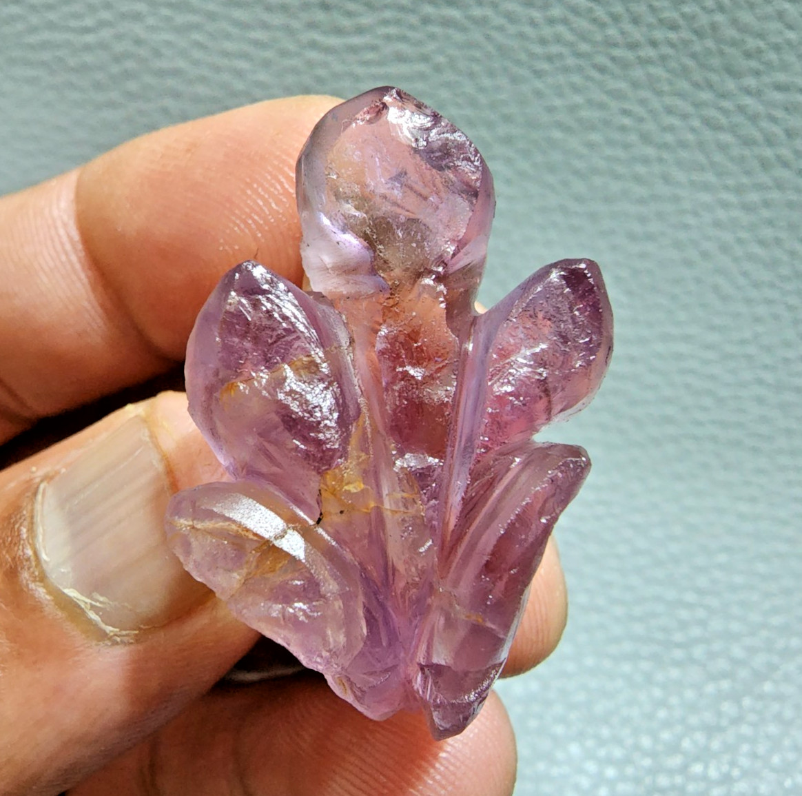 88 Ct Top Purple Ametrine Flower Shape Carving Loose Gemstone Jewelry For Making
