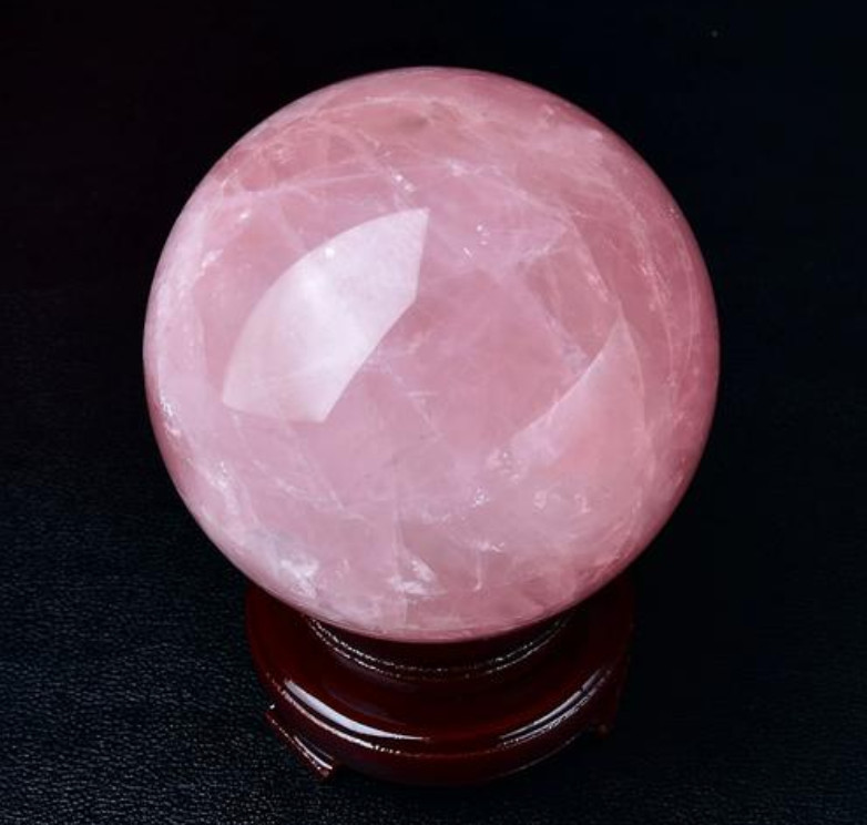 Natural pink Rose Quartz ball Crystal polished Sphere healing decor+stand 1PC