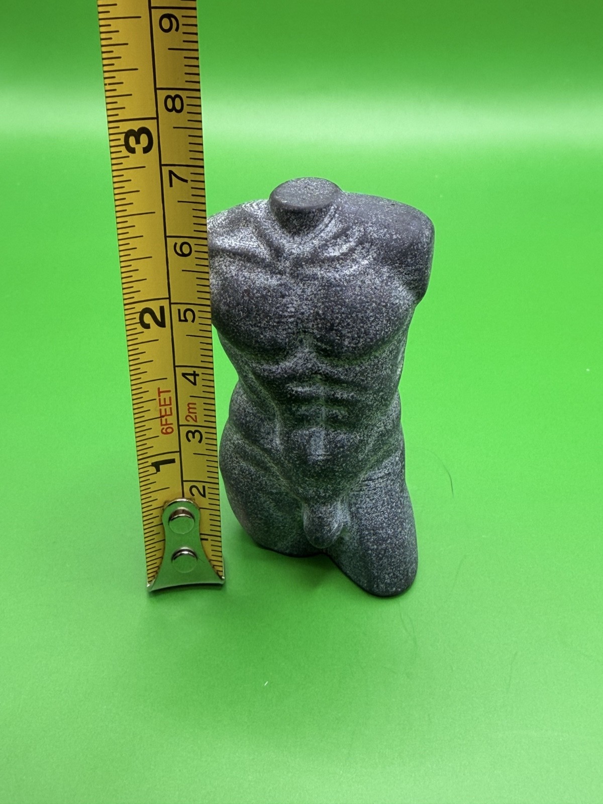 2.57oz 2.7in Black Basalt Male Torso Carving Protection Stone