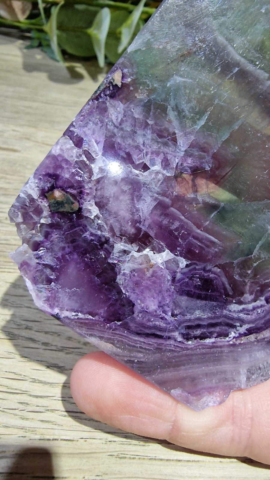 Rainbow Fluorite Crystal Slab Raw Specimen 205g UV Reactive Free Stand