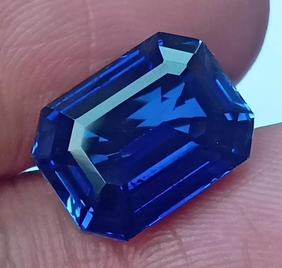 Certified 9.50 Ct+ Natural Kashmiri Dark Blue Sapphire Emerald Cut Loose Gems