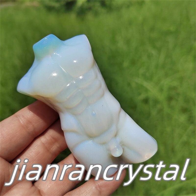3″ Carved Opalite Male Model Quartz Crystal Skull Figure Statue Healing 1pc