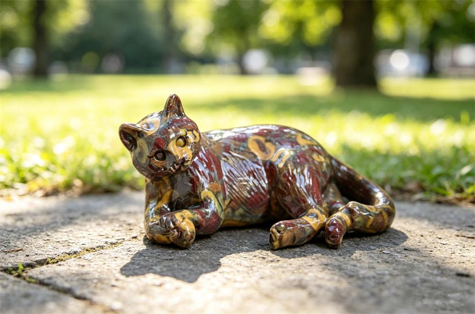 Azo stone Cat Figurine Gift for Cat Lovers, Natural Crystal Desktop Home Decor