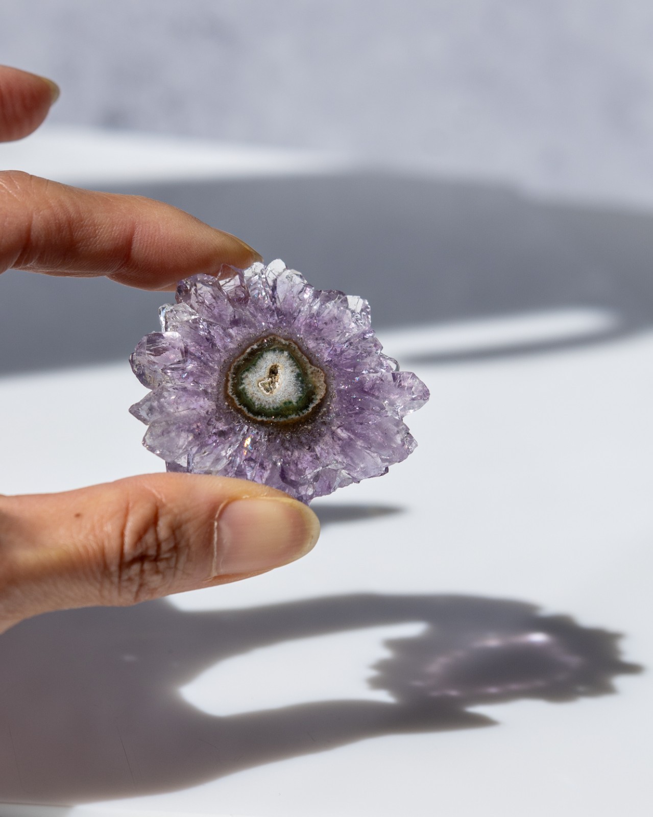Amethyst Stalactite eye slice Purple Crystal Flower Jewelry making Quartz 45mm