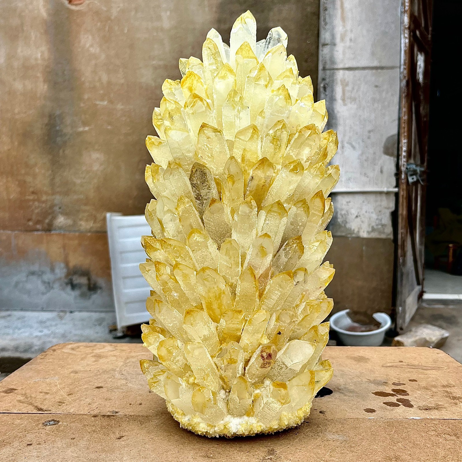 31.06LB Yellow Ghost Phantom Crystal Cluster Flower Raw Crystal Heal Quartz Deco