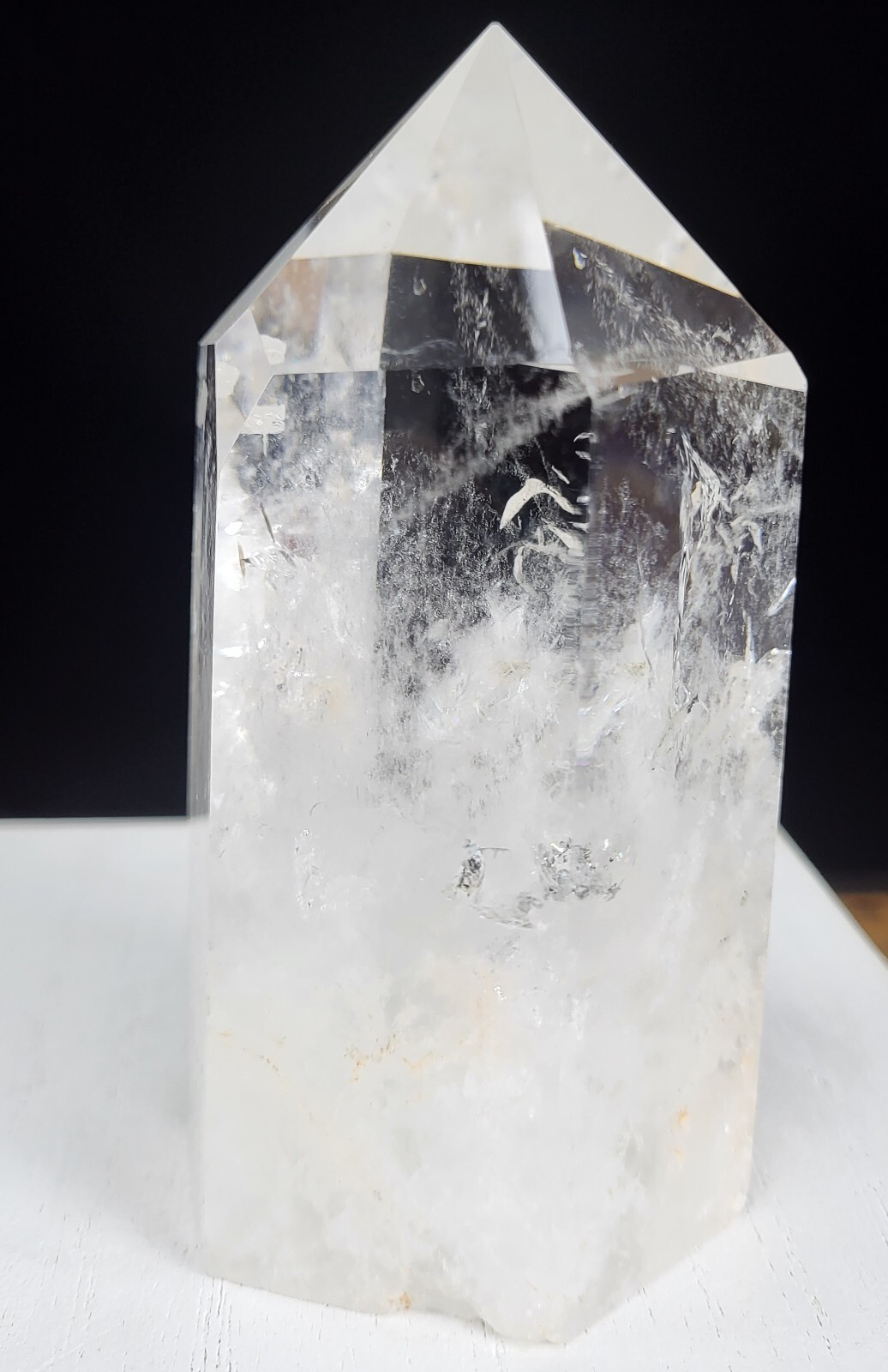 Clear Quartz Tower Blue Needle Feather Large Big Tall Point Gemstone Mineral