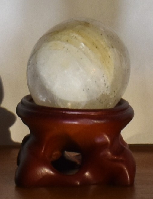 Natural Quartz Sphere White Crystal Ball Healing on Wood Stand North Carolina
