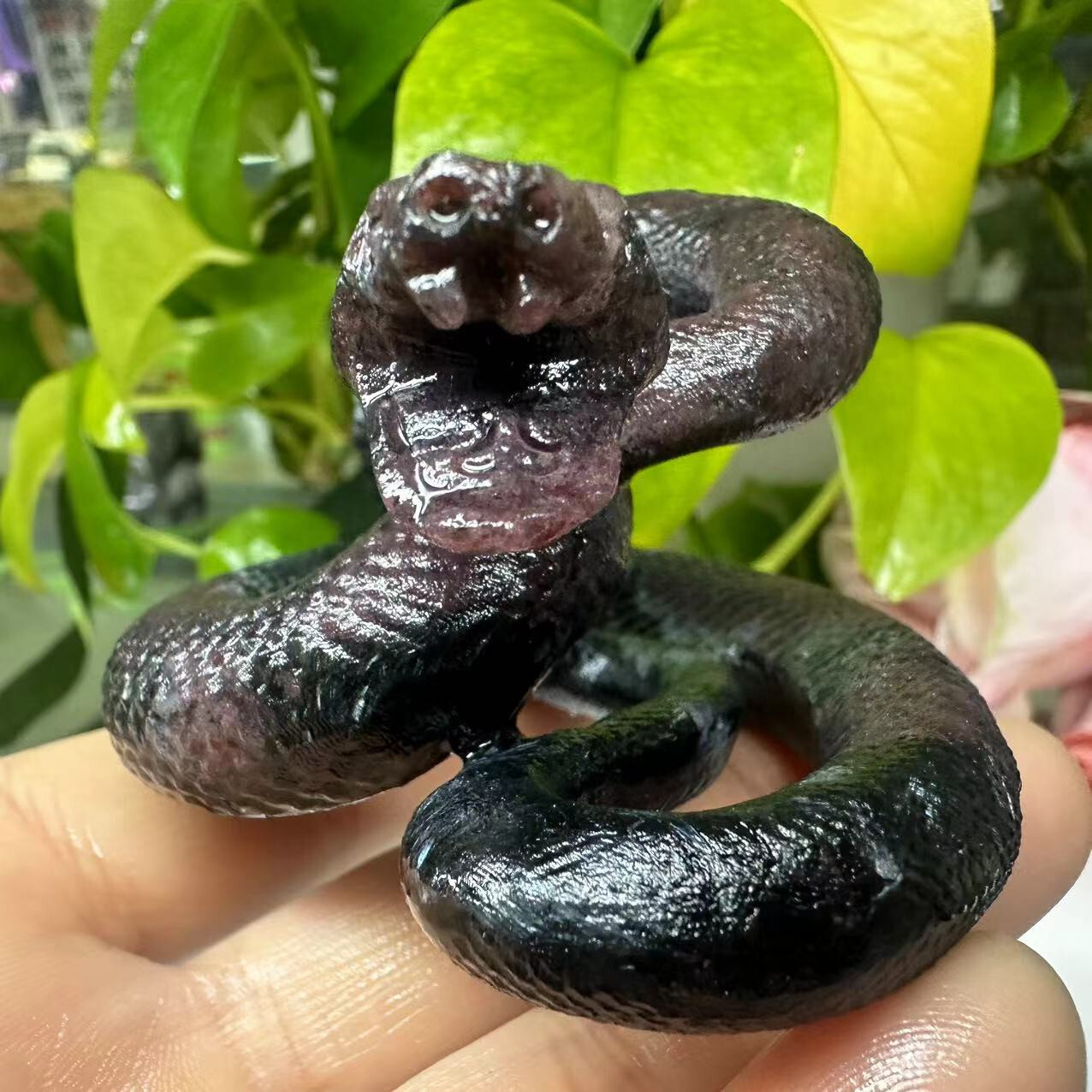 1pc Natural garnet crystal hand carved snake Quartz reiki healing decor gift