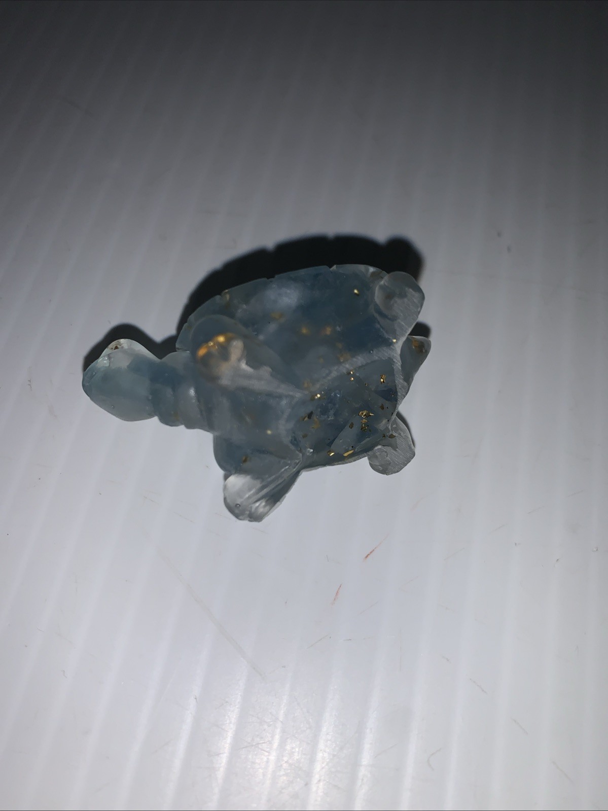 Turtle Aquamarine Handcrafted Crystal Tortoise Quartz with Epoxy Resin Beads