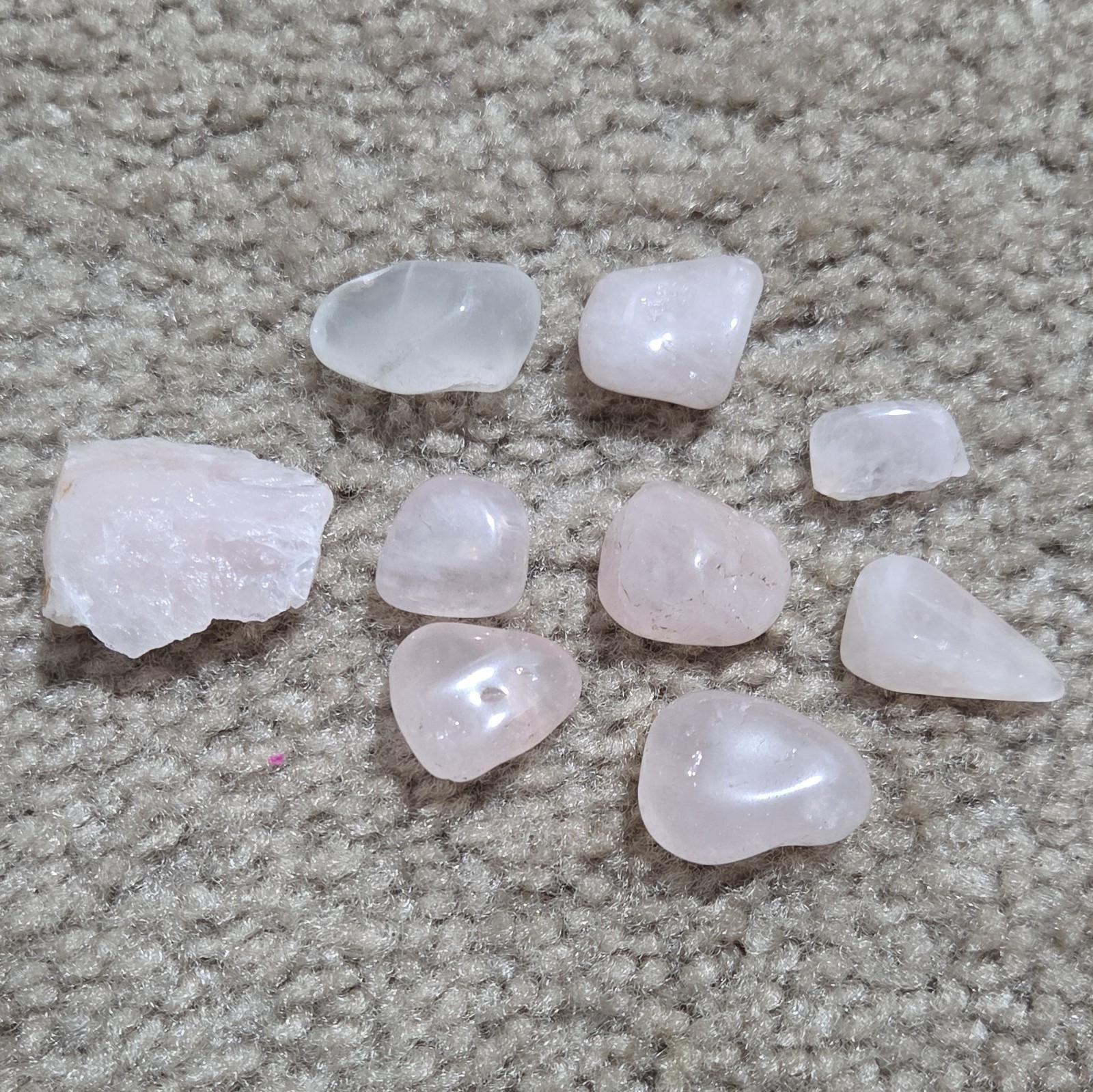 Tumbled & Raw Light Pink and Clear Crystal Stones Lot