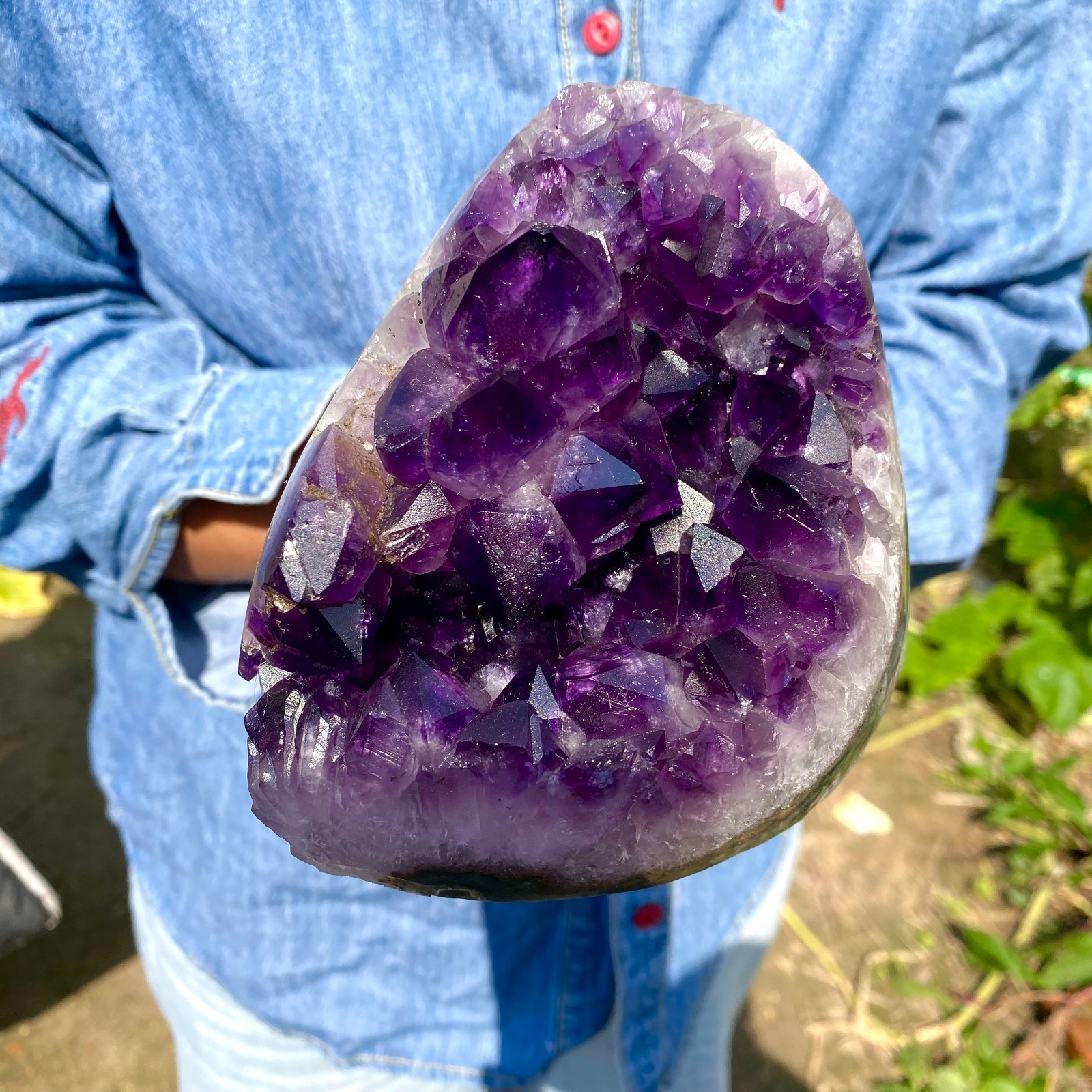 3.5LB Natural Amethyst geode quartz cluster crystal specimen Healing