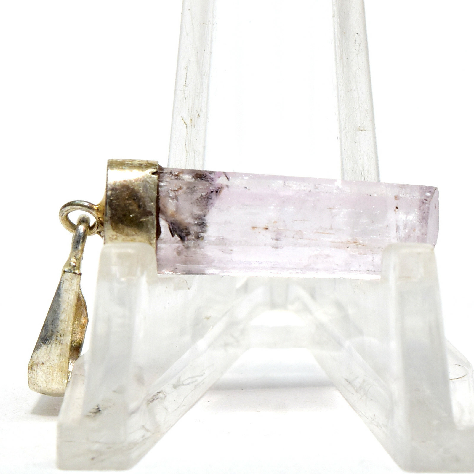 26mm Natural Lavender Pink Kunzite Crystal Pendant Silver Plated – Afghanistan