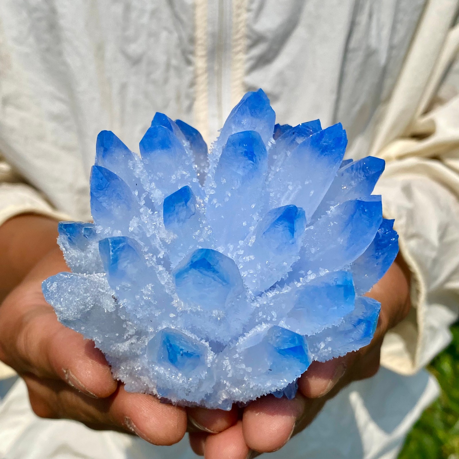 405G New Find blue Phantom Crystal Quartz Cluster Mineral Specimen Healing