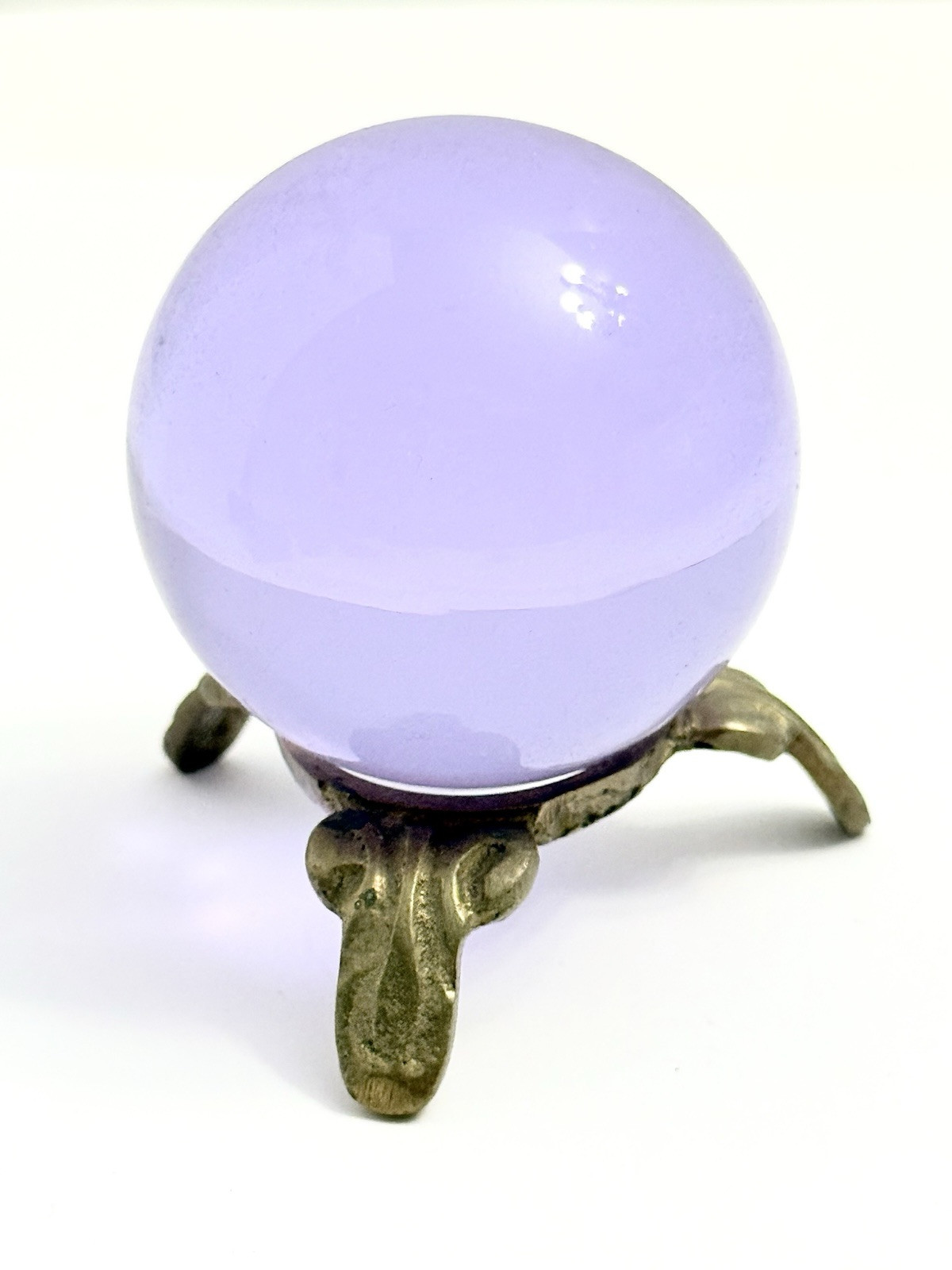 Natural Purple 2.5″ Sphere Crystal Ball With Brass Holder Stand