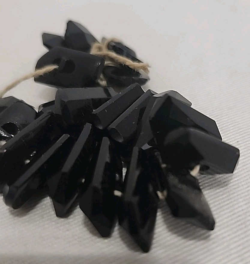 Black Crystal Rectangular Bracelet, Genuine 4.5″